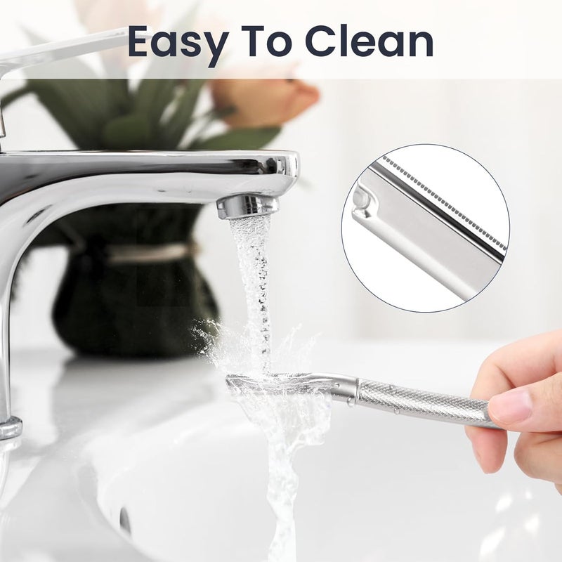 AIBRIT Dermaplaning Tool for Face, Dermaplane Razor for Peach Fuzz with Metal Grip, Professional Eyebrow Razor for Women, Facial Razor for Women Silver (12 Replaceable Blades) - Image 3